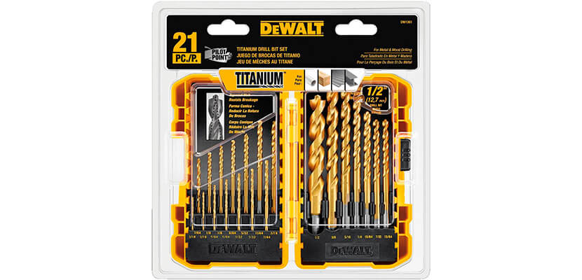 DEWALT DW1361 Titanium Drill Bit Set, 21-Piece